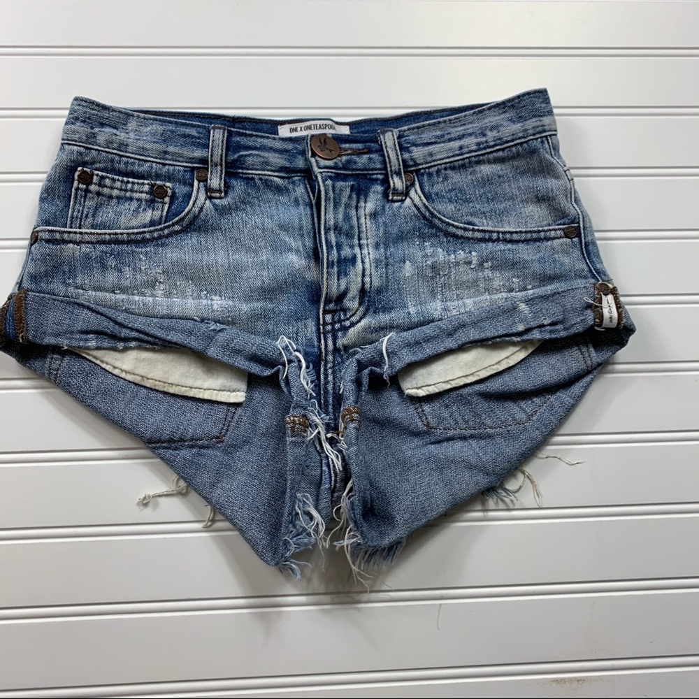 One Teaspoon Blue Distressed Jean Shorts 22